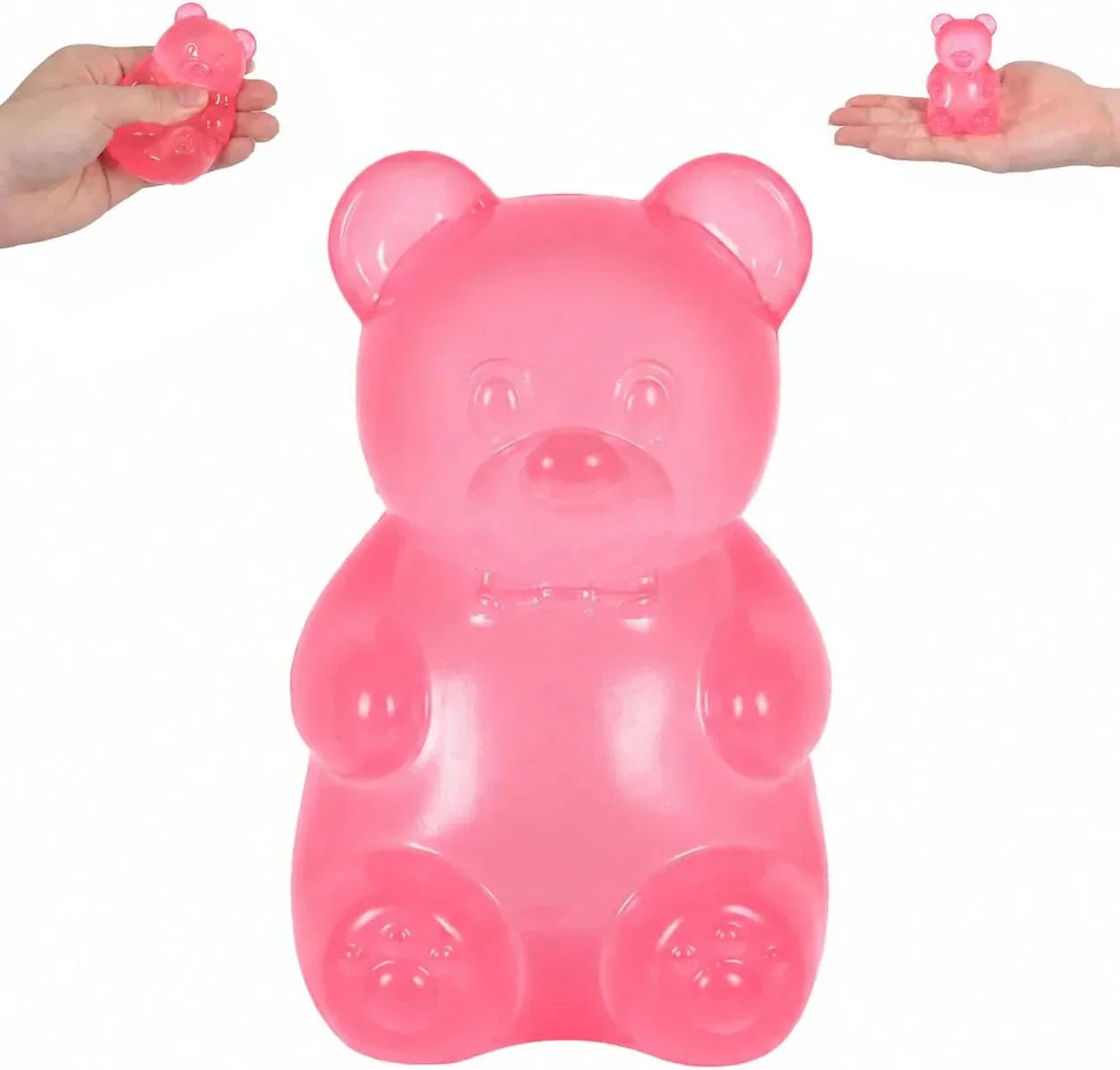 Bear Squishy Toy for Kids Ages 3+ & Adults, Slow Rising Gummy Bear Squeeze Toy, Soft High-Density Foam Sensory Bear for Desk, Classroom, Home & Office(Pink)