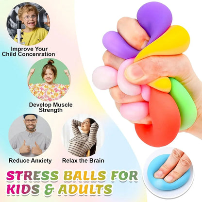 12 Pack Slow Rising Stress Ball,Stress Balls for Kids Adults,Stretchy Fidget Toys for Stress Relief,Hand Therapy Sensory Squishy Ball, Squishy Toys for Kids, Classroom Prize Box Party Favors