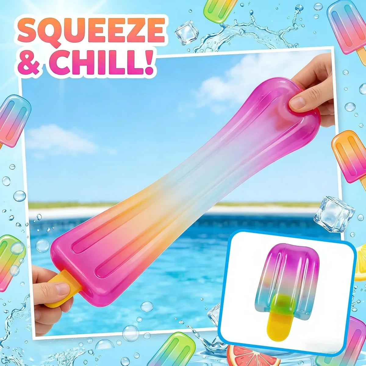 Ice Cream Squishy Toy, Summer Sensory Stress Relief Squeeze Squishy, Popsicle Squishy for Easter Basket Stuffers, Party Favors, Anxiety Relief Everyone, Birthday Gift
