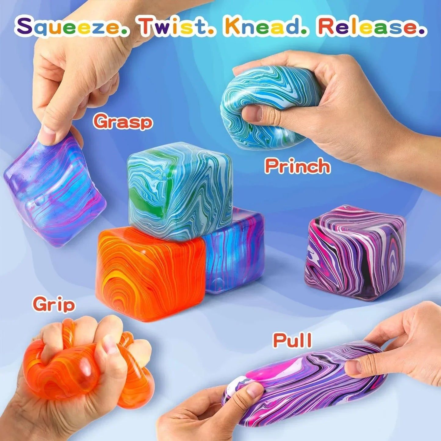 Stress Balls, Squishy Stress Cube for Kids Adults, Squishy Slow Rising Fidget Cube Sensory Toys for Anxiety Stress Relief, High Density Ice Squeeze Ball Cubes for Adults Kids. (Pink)