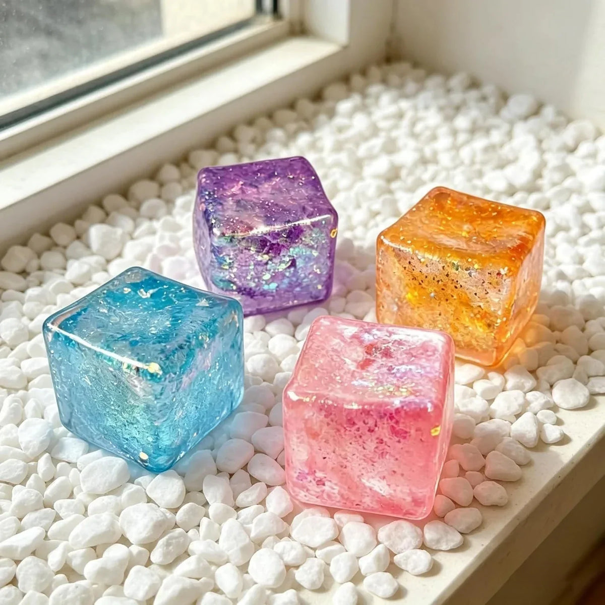 Premium Block Cube Squishy-Squishy Stress Cube,Slow Rise Fidget Cube Squishies Sensory Soft High Density Ice Squeeze Ball Fidget Toy Ice Cube Slow Rise (Blue)