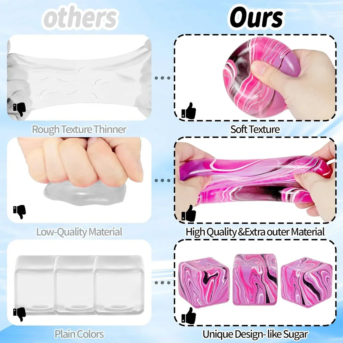 Ice Cube Squishy Fidget Toy Purple Stress Ball Squeeze Toys Stress 5cm(1.97") Veined Ice Cube Squishy Fidget Sensory Toys Kids Youth Adult Puffwize (Pink)