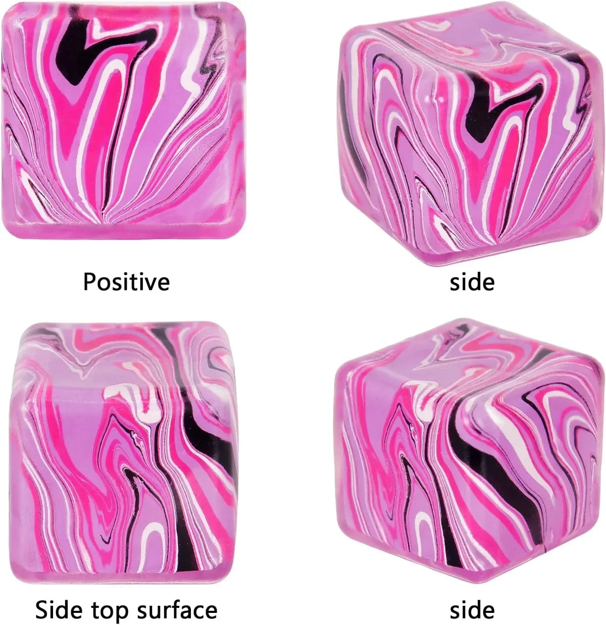 Ice Cube Squishy Fidget Toy Purple Stress Ball Squeeze Toys Stress 5cm(1.97") Veined Ice Cube Squishy Fidget Sensory Toys Kids Youth Adult Puffwize (Pink)