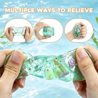 1Pc Ice Cube Squishy Stress Balls,Slow Rising Sensory Fidget Toy with Marine Shells Inside Square Soft Sensory Anxiety Relief Squeeze Cube for Adults Teens Kids(Green)