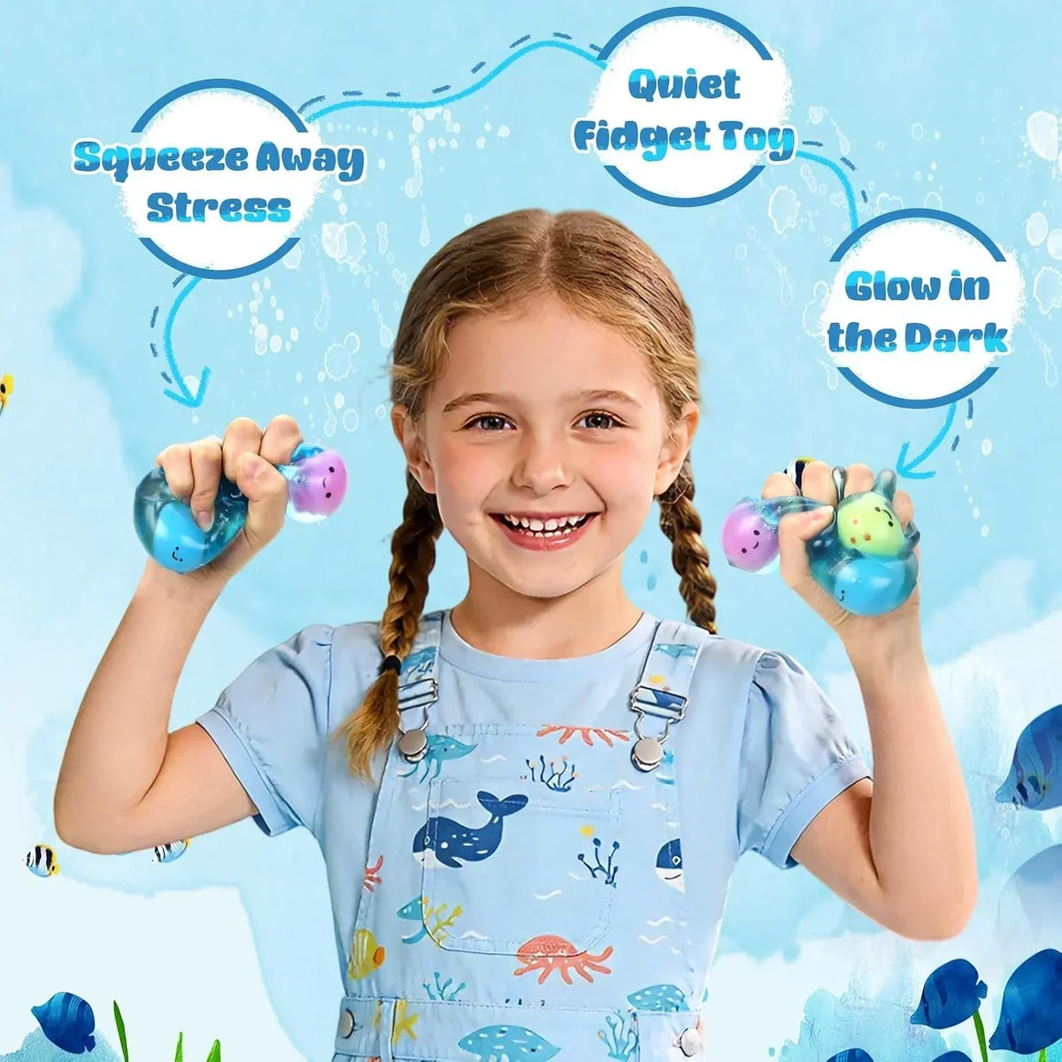 Squishy Fidget Toys Stress Cube, 3 Pack Mini Glow in The Dark Ice Cube, High Density Malt Sugar Filled Squeeze Square for Kids Adults, Quiet Fidgets for Classroom Student, Anxiety Relief Item