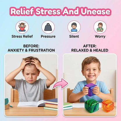 4 Pack Mini Squishy Stress Cube Fidget Toys, Ice Squeeze Cube Sugar Balls, Stress Balls for Kids Adults Squishies Anxiety Stress Relief, Fidgets for Party Favors Classroom Prize