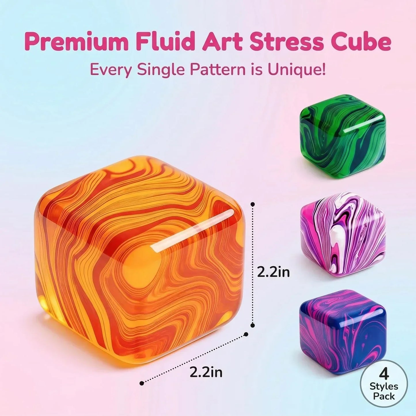 4 Pack Mini Squishy Stress Cube Fidget Toys, Ice Squeeze Cube Sugar Balls, Stress Balls for Kids Adults Squishies Anxiety Stress Relief, Fidgets for Party Favors Classroom Prize