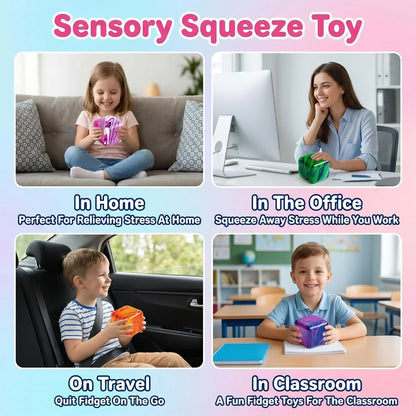 4 Pack Mini Squishy Stress Cube Fidget Toys, Ice Squeeze Cube Sugar Balls, Stress Balls for Kids Adults Squishies Anxiety Stress Relief, Fidgets for Party Favors Classroom Prize
