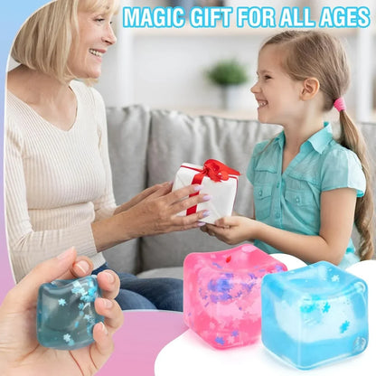 Gretex Fidget Toy for All Ages: 2 Pack Soft Sensory Fidget Ice Cube Stress Ball Squishy Cube Stress Relief Toys for Kids, Teens and Adults Party Favors, Birthday Gift for Kids Age 3+