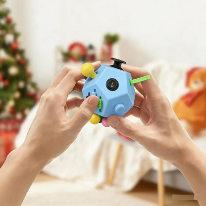 Fidget Dodecagon-12 Sided Fidget Toy Stress Relief Cube for Children and Adults, Silent Compact Classroom Gifts Stocking Stuffers for Teen Boys, Kids(B3 Blue Sky)