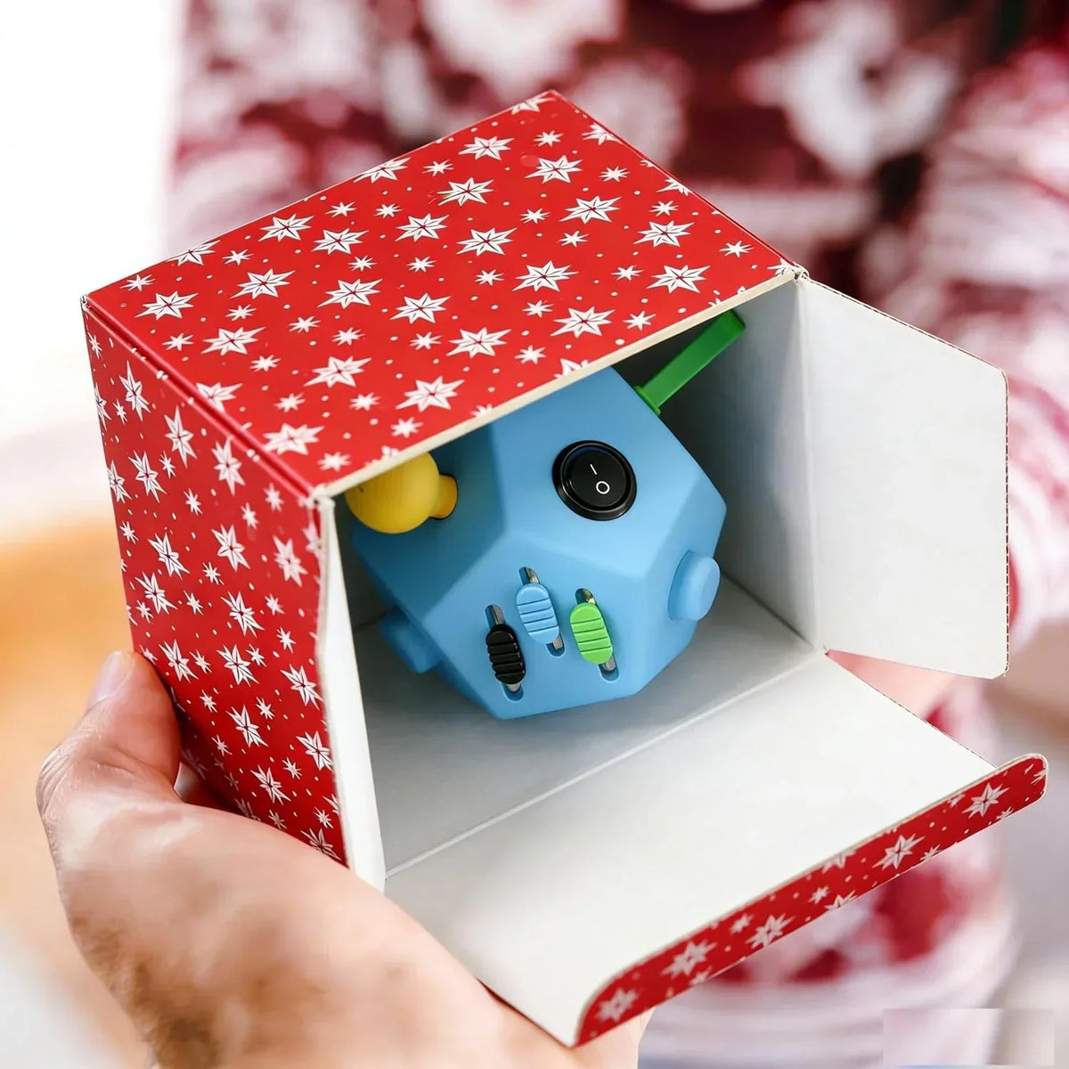 Fidget Dodecagon-12 Sided Fidget Toy Stress Relief Cube for Children and Adults, Silent Compact Classroom Gifts Stocking Stuffers for Teen Boys, Kids(B3 Blue Sky)