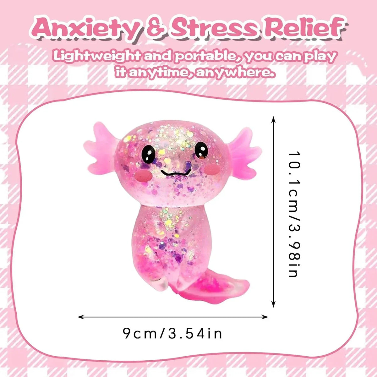 Axolotl Squishy Toy for Kids Ages 3+ & Adults, Slow Rising Sensory Fidget Toy, Cute Squeeze Toy for Party Favors, Classroom Rewards & Gifts(Pink)