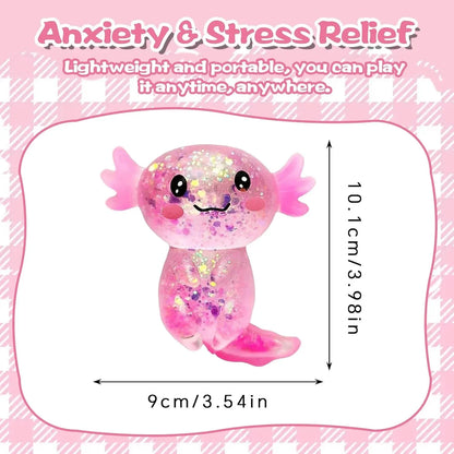 Axolotl Squishy Toy for Kids Ages 3+ & Adults, Slow Rising Sensory Fidget Toy, Cute Squeeze Toy for Party Favors, Classroom Rewards & Gifts(Pink)