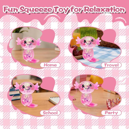 Axolotl Squishy Toy for Kids Ages 3+ & Adults, Slow Rising Sensory Fidget Toy, Cute Squeeze Toy for Party Favors, Classroom Rewards & Gifts(Pink)