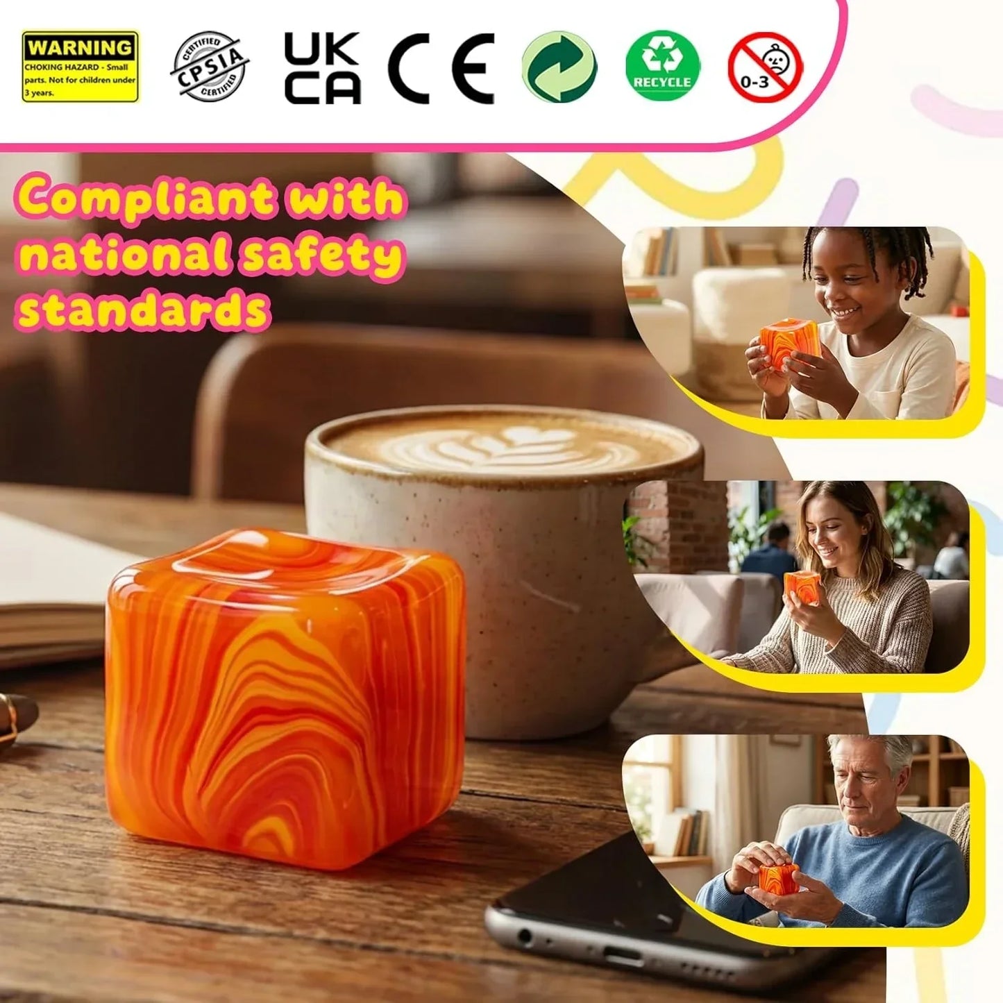 Slow Rising Stress Cube , Dough Stress Balls Soft Fidget Squishy Toys for Anxiety Relief, Pull Stretch Classroom Prize Party Favors Toys for Kids