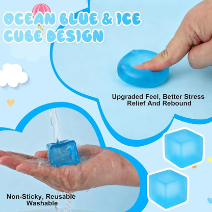 Ice Cube Stress Ball, 2026 New Squishy Stress Ice Cube Fidget Toys, Stress Relief Toys Squeeze Toys for Adults(3PCS-Blue)