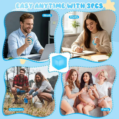 Ice Cube Stress Ball, 2026 New Squishy Stress Ice Cube Fidget Toys, Stress Relief Toys Squeeze Toys for Adults(3PCS-Blue)