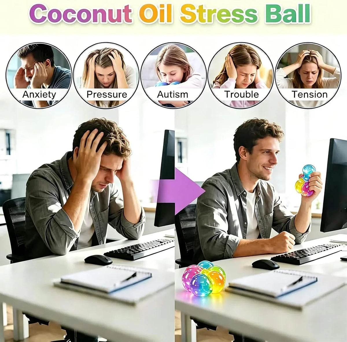 Pink Coconut Oil Squishy for Kids & Adult, Slow Rising Coconut Oil Stress Ball, Soft Non-Sticky Fidget Toys for Improving Focus Stress Relief, Sensory Squeeze Toys for Office Travel Classroom Prizes