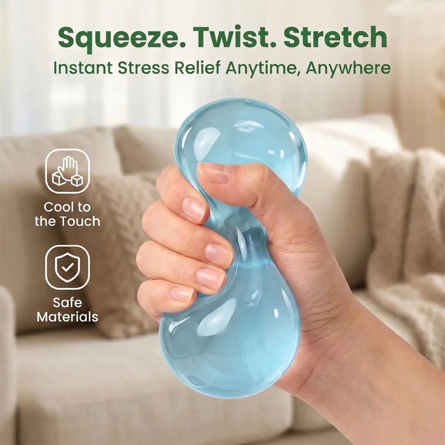 Coconut Oil Squishy, Coconut Oil Stress Ball – Super Soft, Handmade Slow Rising Fidget Squeeze Toy for Stress Relief, Squeeze the Stress Away (Blue+Pink)