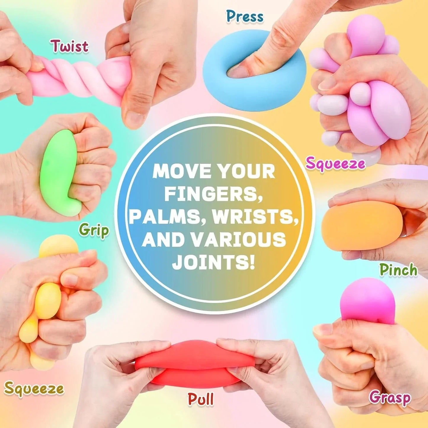 8 Pack Slow Rising Stress Ball,Stress Balls for Kids Adults,Stretchy Fidget Toys for Anxiety Relief,Hand Therapy Sensory Squishy Ball,Squishy Toys,Treasure Prize Box Toys for Kids Classroom