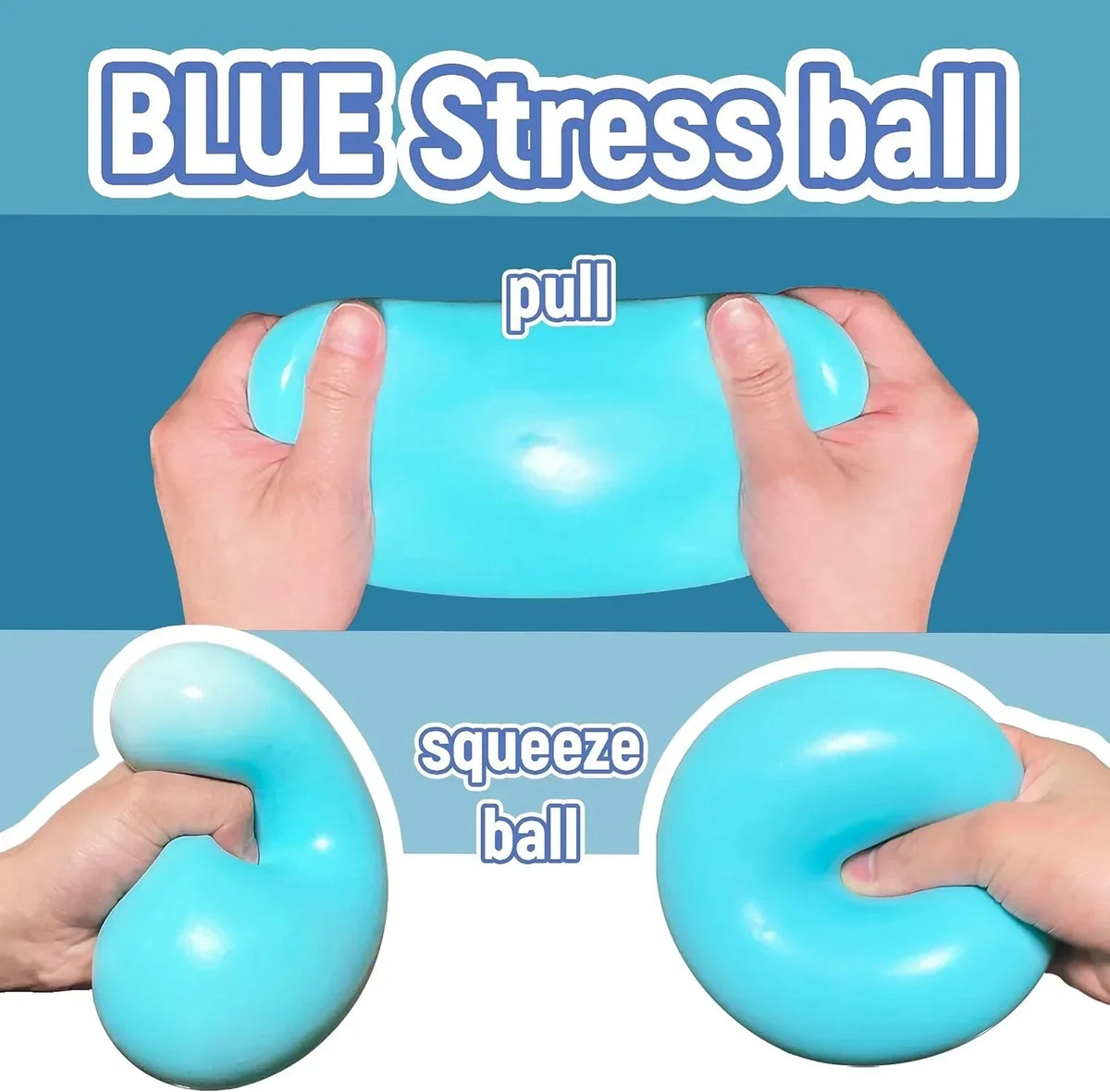 4 Inch Giant Squeeze Stress Balls for Kids and Adults - Jumbo Squishy Dough Ball, Squishy Sensory Toys for Kids Party Favors, Goodie Bag Stuffers, Squeeze Stress Toys for Anxiety Relief (Blue)