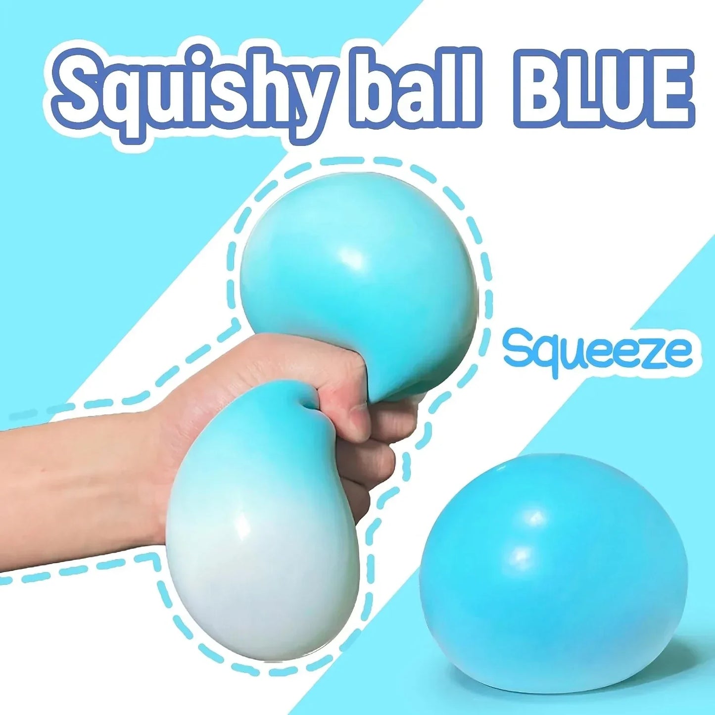 4 Inch Giant Squeeze Stress Balls for Kids and Adults - Jumbo Squishy Dough Ball, Squishy Sensory Toys for Kids Party Favors, Goodie Bag Stuffers, Squeeze Stress Toys for Anxiety Relief (Blue)