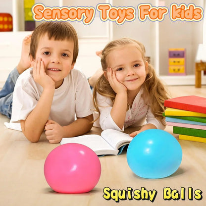 4 Inch Giant Squeeze Stress Balls for Kids and Adults - Jumbo Squishy Dough Ball, Squishy Sensory Toys for Kids Party Favors, Goodie Bag Stuffers, Squeeze Stress Toys for Anxiety Relief (Blue)