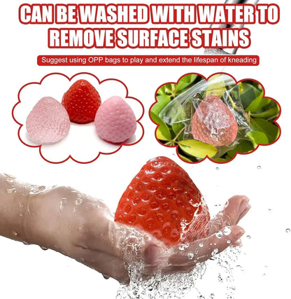 3Pcs Big Taba Squishies Strawberry, Cute Strawberry Squeeze Toys, Upgrade Fruit Squishies, Kawaii Sticky Stress Toy, Clear Fidget Toys, Valentines Gift for Kids, Teen Boys Girls Birthday Gift Ideas