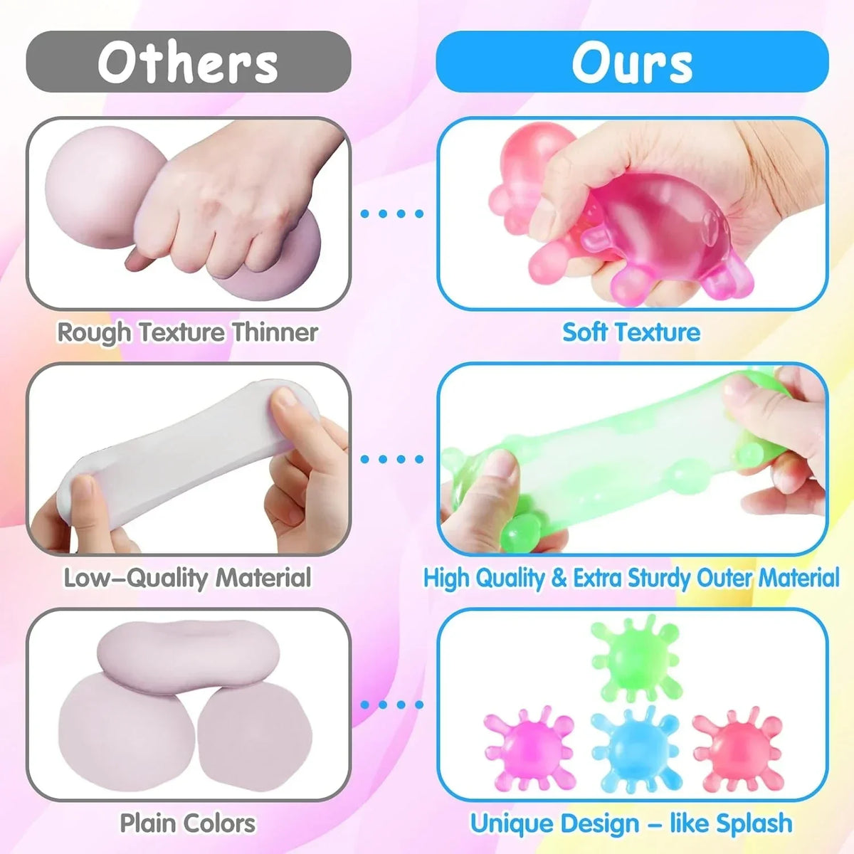 1 Pack Fidget Toys Stress Balls for Kids, Splat-Tastic Squishy Toy, Stress Splat Toy, Squishies Anxiety Stress Relief, Ice Squishy Stress Sensory Cube Malt Sugar Balls with Autism (Purple)
