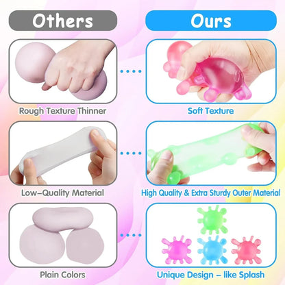 1 Pack Fidget Toys Stress Balls for Kids, Splat-Tastic Squishy Toy, Stress Splat Toy, Squishies Anxiety Stress Relief, Ice Squishy Stress Sensory Cube Malt Sugar Balls with Autism (Purple)