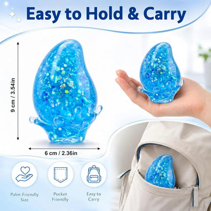 Water Drop Squishy Fidget Toy, Slow Rising Glitter Stress Ball with Sealed TPR Skin, Soft Sensory Squeeze Toy for Stress Relief, Desk Fidget, Classroom Prizes, Party Favors for Teens Adults