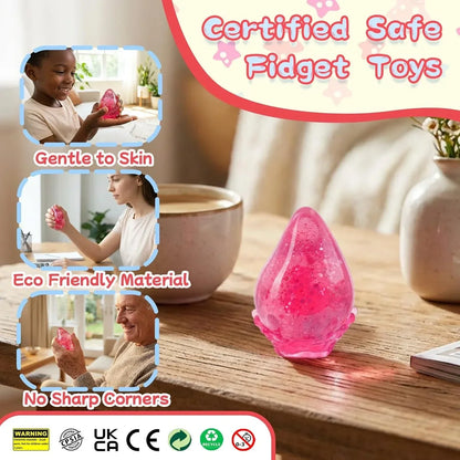 Squishy Drop Stress Balls for Kids Adults Squeeze Toys, Soft Drop Malt Sugar Balls Relieve Stress, Fidget Silicone Sensory Toys for Autism/ADHD, Stretchy Squishies Anxiety Relief Toys for Gifts (Pink)