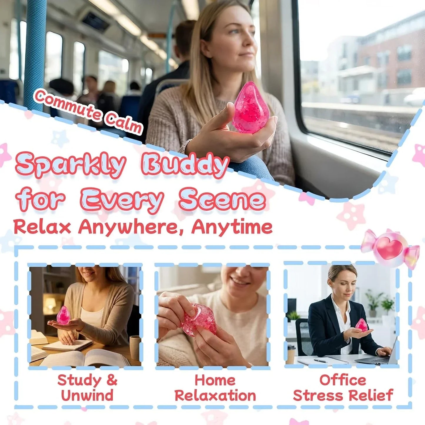 Squishy Drop Stress Balls for Kids Adults Squeeze Toys, Soft Drop Malt Sugar Balls Relieve Stress, Fidget Silicone Sensory Toys for Autism/ADHD, Stretchy Squishies Anxiety Relief Toys for Gifts (Pink)