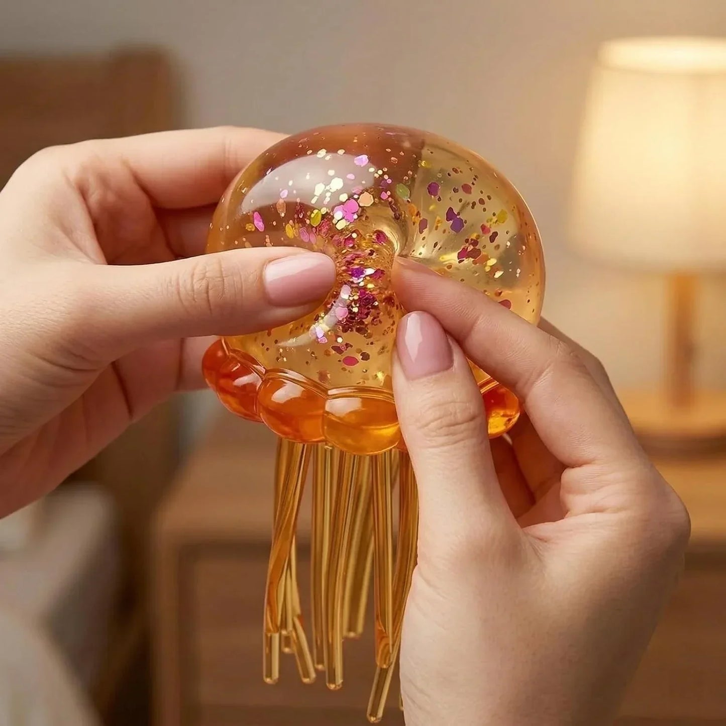 Jellyfish-Shaped Squeeze Toy, Slow-Rebound Stress-Relieving Ball, Soft and Elastic Sensory Stress-Relieving Toy. Squeezing Toys can Effectively Relieve Anxiety and Stress ((Blue))