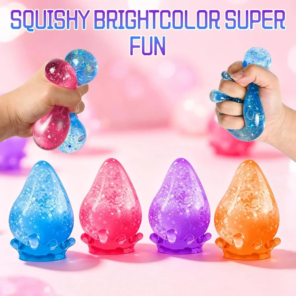 Dream Squishy Drop Stress Ball,Water Drop Fidget Stress Ball,Malt Sugar Balls Sensory for Relief Anxiety,, Or Rewards (Pink)