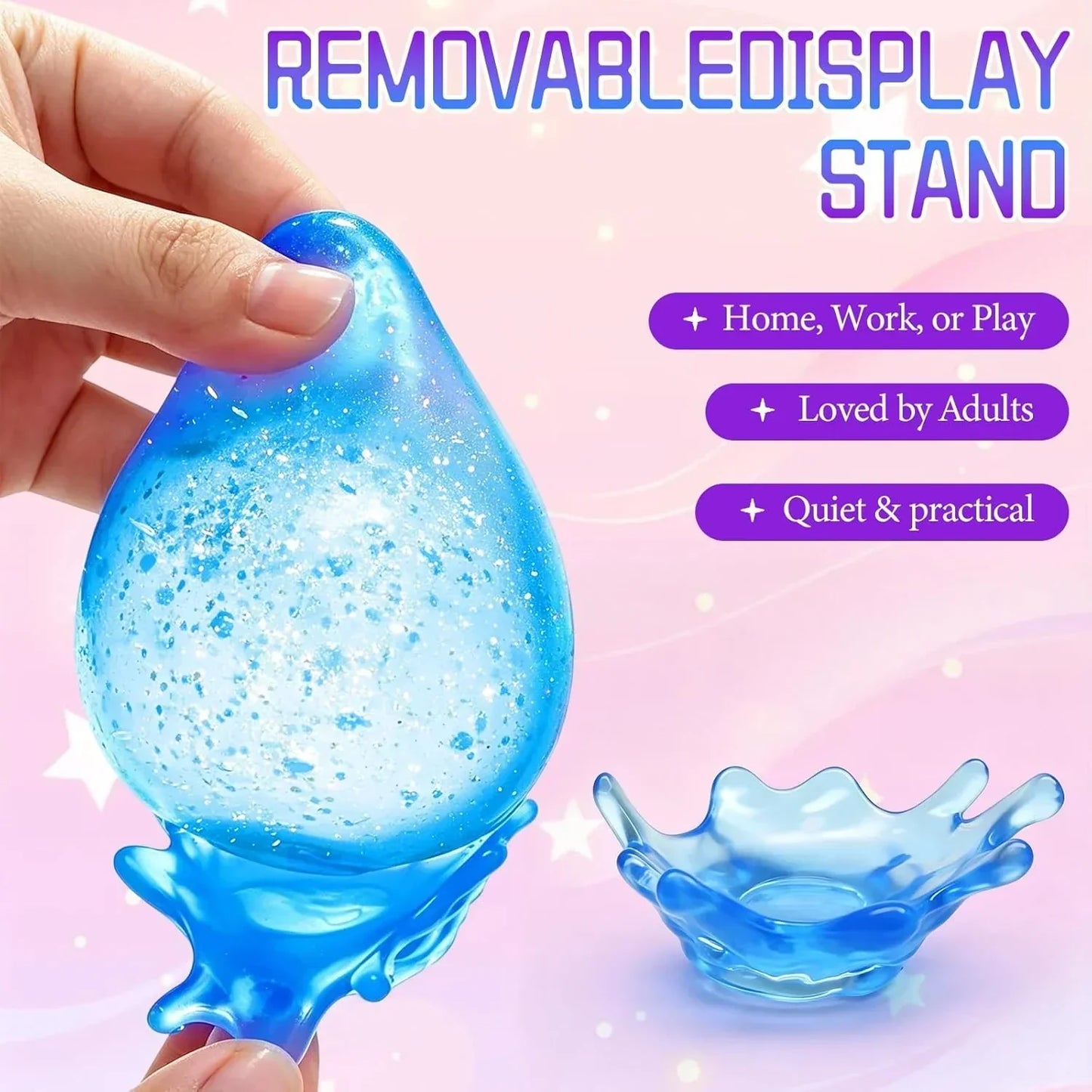 Dream Squishy Drop Stress Ball,Water Drop Fidget Stress Ball, Malt Sugar Balls Sensory for Relief Anxiety,Suitable As Birthday Gifts,, Or Rewards (Blue)