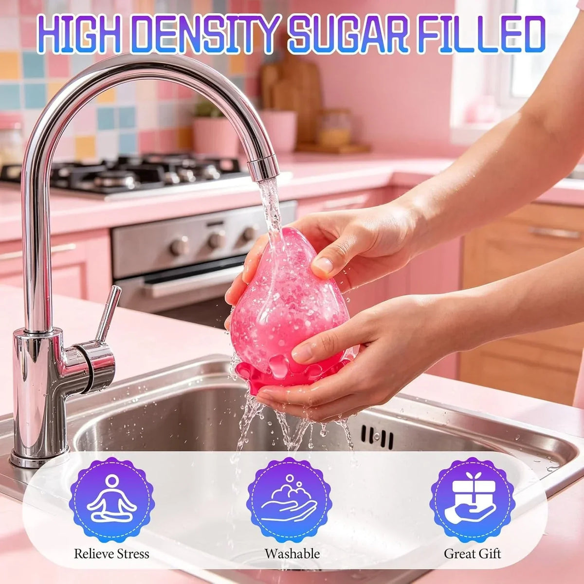 Dream Squishy Drop Stress Ball,Water Drop Fidget Stress Ball, Malt Sugar Balls Sensory for Relief Anxiety,Suitable As Birthday Gifts,, Or Rewards (Blue)