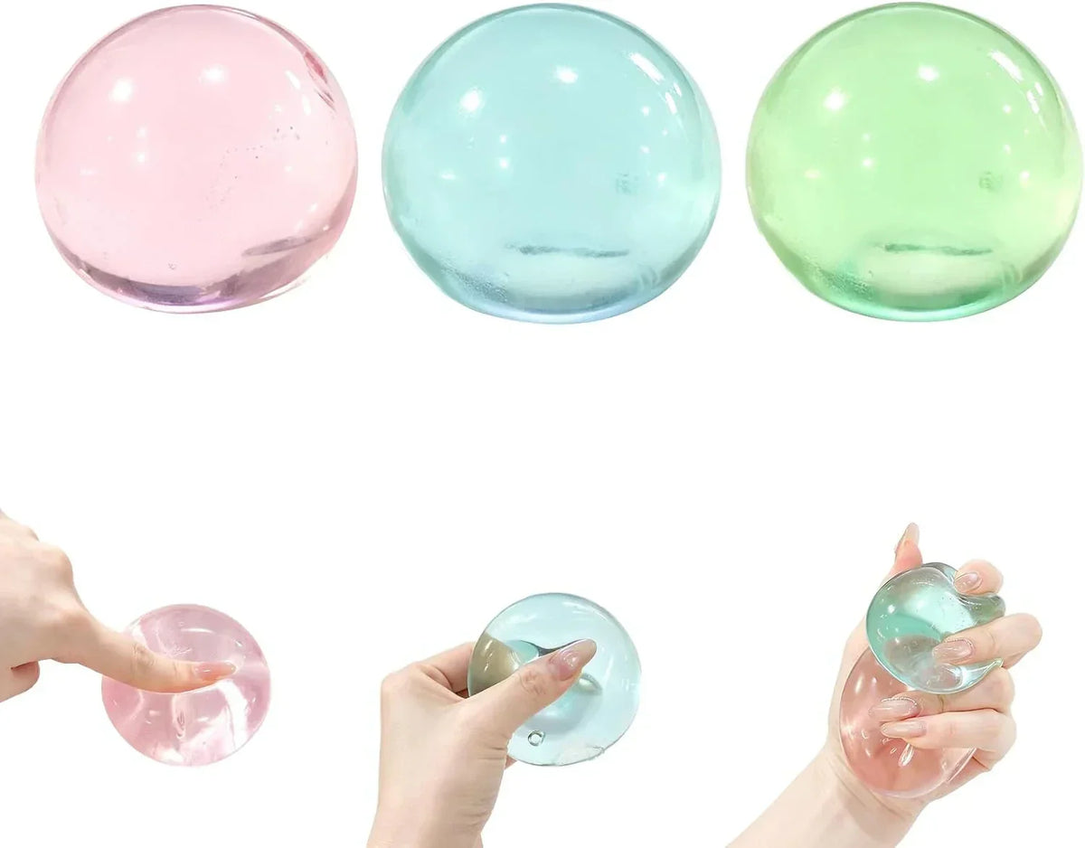 3 Pack Stress Relief Squishy Balls - Soft Squeeze Sensory Toy for Adults, Office Desk Fidget Toys for Tension Relief - Large Maltose Water Ball for Relaxation & Focus, Aesthetic Desk Accessories