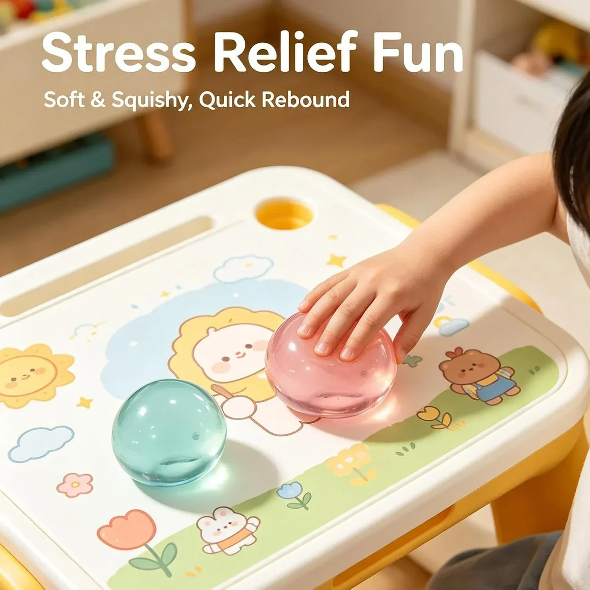 3 Pack Stress Relief Squishy Balls - Soft Squeeze Sensory Toy for Adults, Office Desk Fidget Toys for Tension Relief - Large Maltose Water Ball for Relaxation & Focus, Aesthetic Desk Accessories