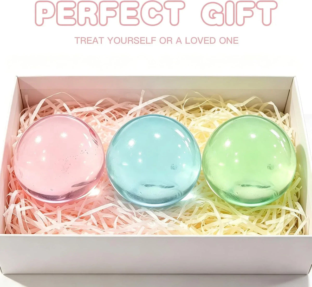 3 Pack Stress Relief Squishy Balls - Soft Squeeze Sensory Toy for Adults, Office Desk Fidget Toys for Tension Relief - Large Maltose Water Ball for Relaxation & Focus, Aesthetic Desk Accessories