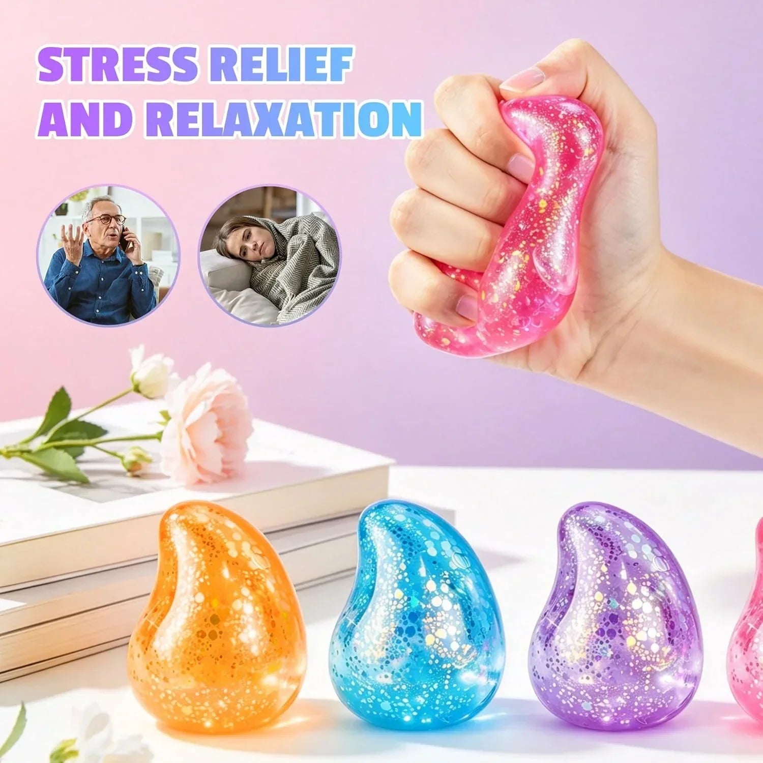 Squishy Stress Balls,Cube Squishies Anxiety Stress Relief Ice Squishy Malt Sugar Balls,Soft Sensory Calming Toys for Kids Teens, Party Favors & Classroom Prizes for Kids - Blue