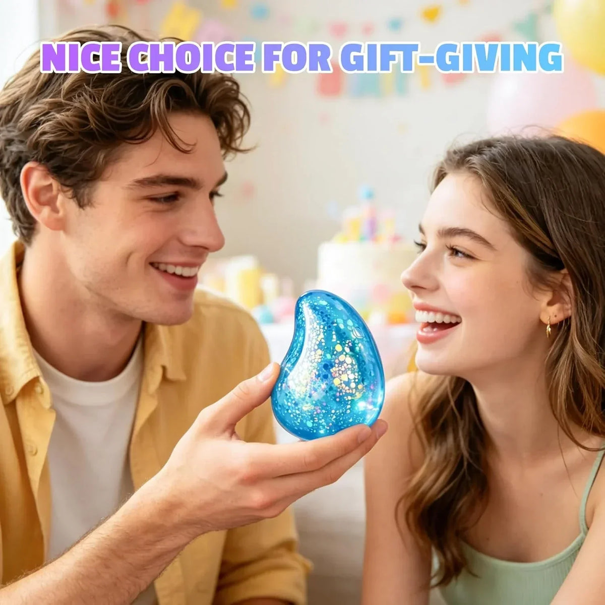 Squishy Stress Balls,Cube Squishies Anxiety Stress Relief Ice Squishy Malt Sugar Balls,Soft Sensory Calming Toys for Kids Teens, Party Favors & Classroom Prizes for Kids - Blue