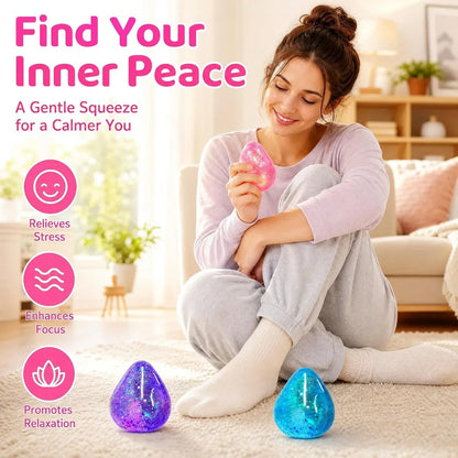 Squishy Drop Stress Balls for Girls & Kids, Glitter Pink Squeeze Stress Sugar Ball, Slow Rising Sugar Squishy Toys, Sensory Fidget Toy for Anxiety Relief, Party Favors and Birthday Gifts