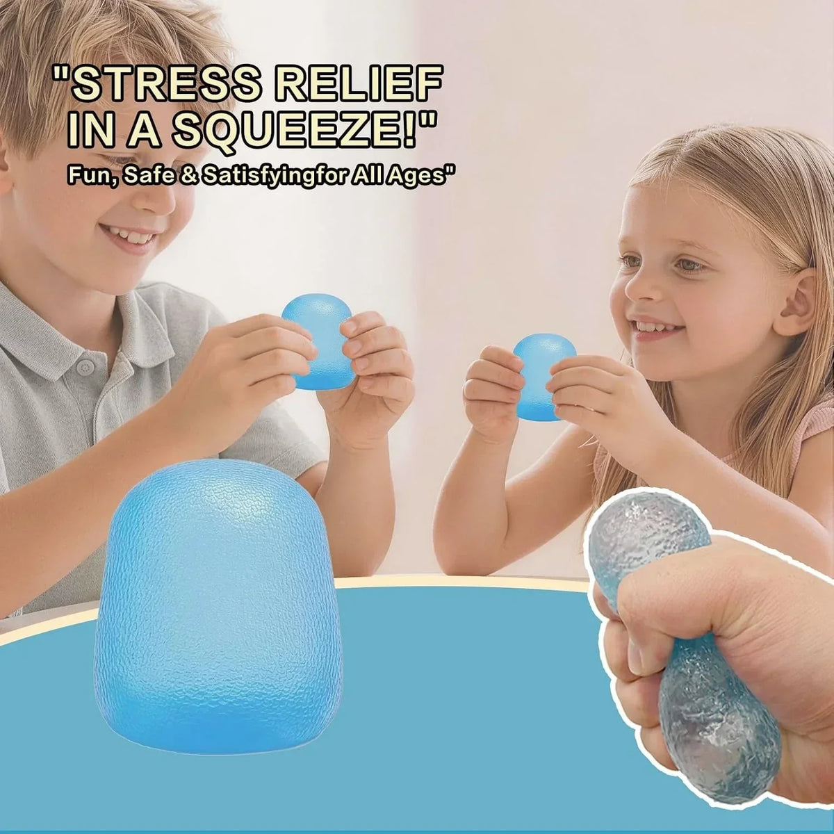 Soft Silicone Squishy Ball – Slow Rising Gumdrop Squeeze Toy for Kids Ages 3+ & Adults, Sensory Desk Toy for Home, Office & Everyday Play (Blue)
