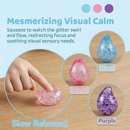 Pink Drop Squishies Sugar Stress Ball, Soft Slow Rise Sugar Fidget Toy, Squishy Squeeze Sensory Stress Ball Fidget Toy for Relaxing, Quiet Classroom Prizes & Easter Basket Stuffers