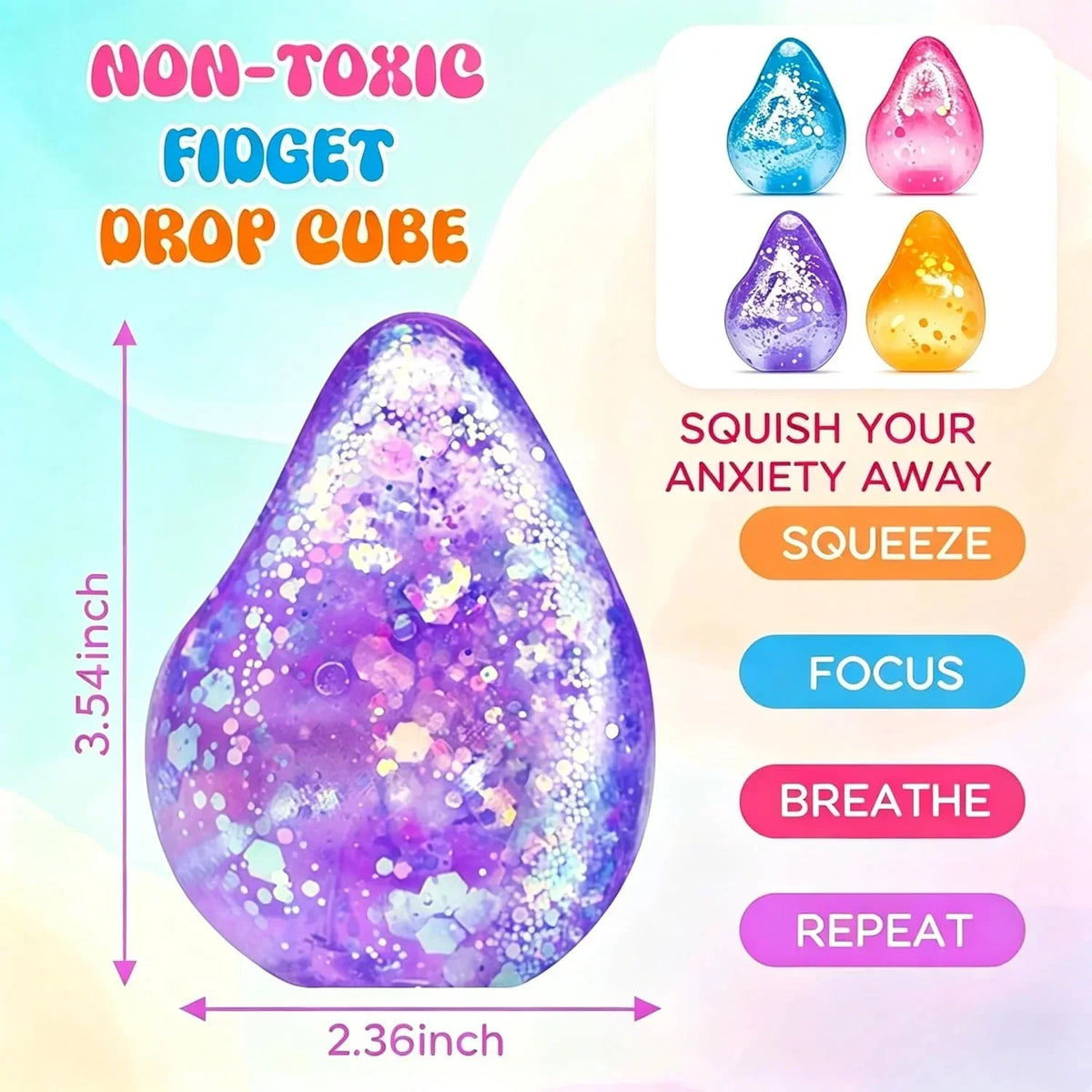 Fidget Cube Stress Relief, Anxiety Squishies, Ice Squishy Stress Cube, Sensory Toys for Kids with Autism, Calming Toys (1pack)