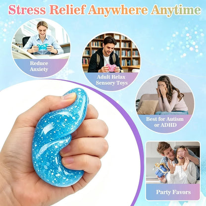 Dream Squishy Drop Fidget Toys Adults, Water Drop Squeeze Toy for Stress Relief, Slow Rising Squishies Sensory Toys with Autism, Malt Sugar Balls Gel Filled Party Favors - Pink