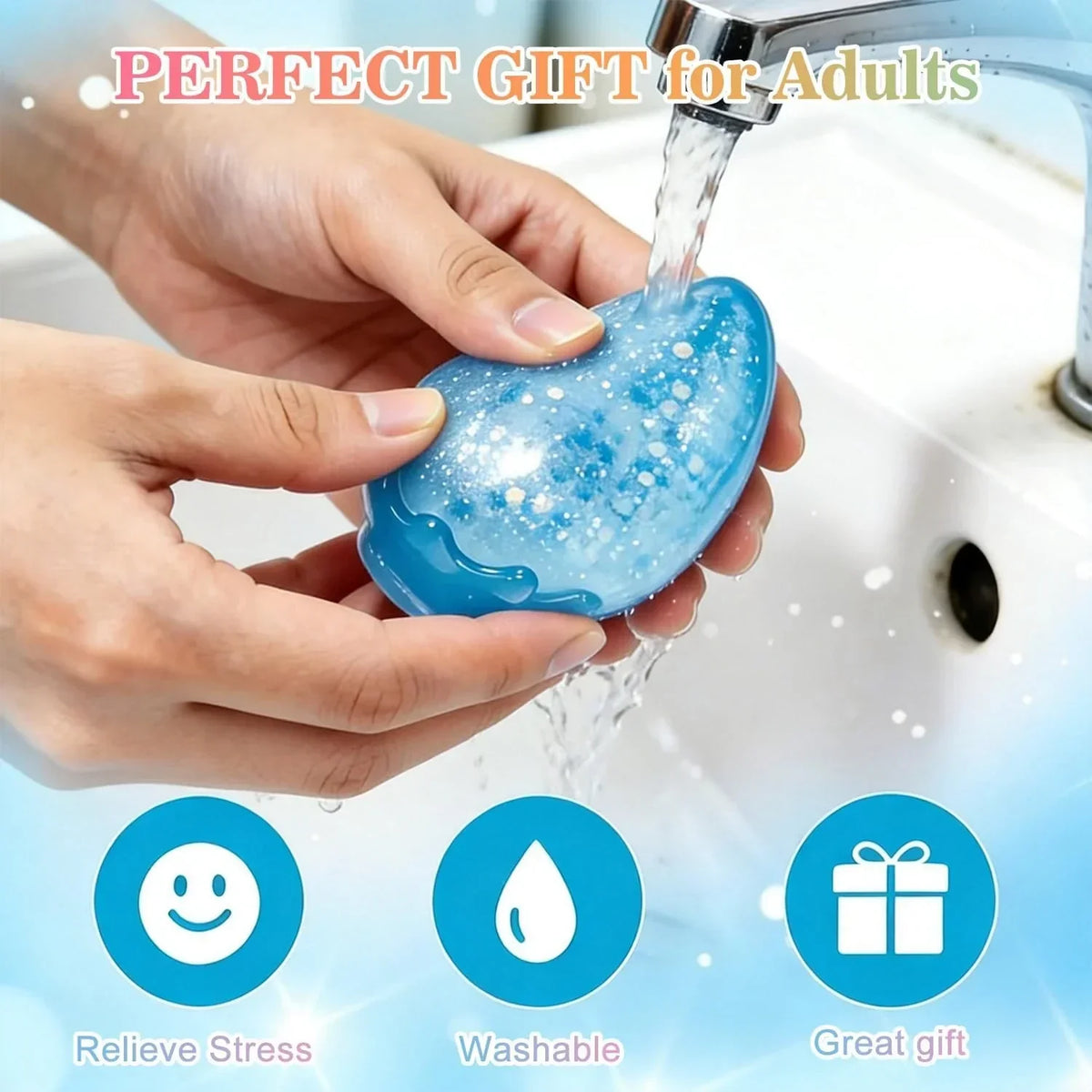 Dream Squishy Drop Fidget Toys Adults, Water Drop Squeeze Toy for Stress Relief, Slow Rising Squishies Sensory Toys with Autism, Malt Sugar Balls Gel Filled Party Favors - Pink