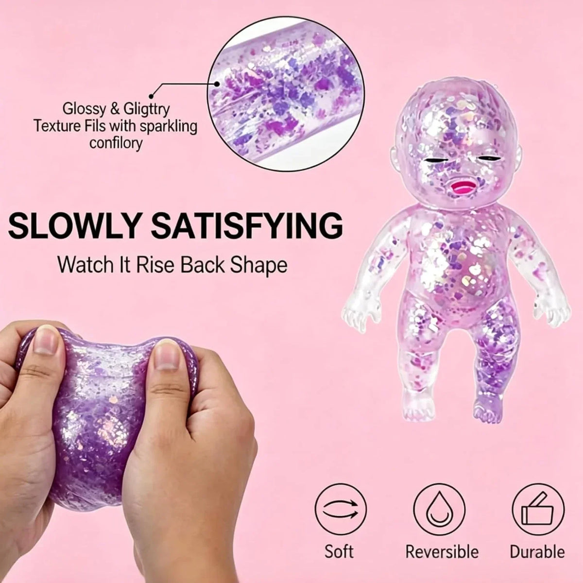Baby Squishy Toys,Squishy Babies Glittery,Sugar Baby Squishy,Sugar Swaps Squishies Babies Sensory Fidget for Stress Relief,& Teens Adults, Party Favors Gifts