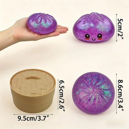 Anditoy Dumpling Stress Balls Glitter Squishy Toys Giant Squishy Mystery Box Squeeze Toys for Adults Stress Relief Desk Toys Kids Party Favors Birthday Gifts (Blue)
